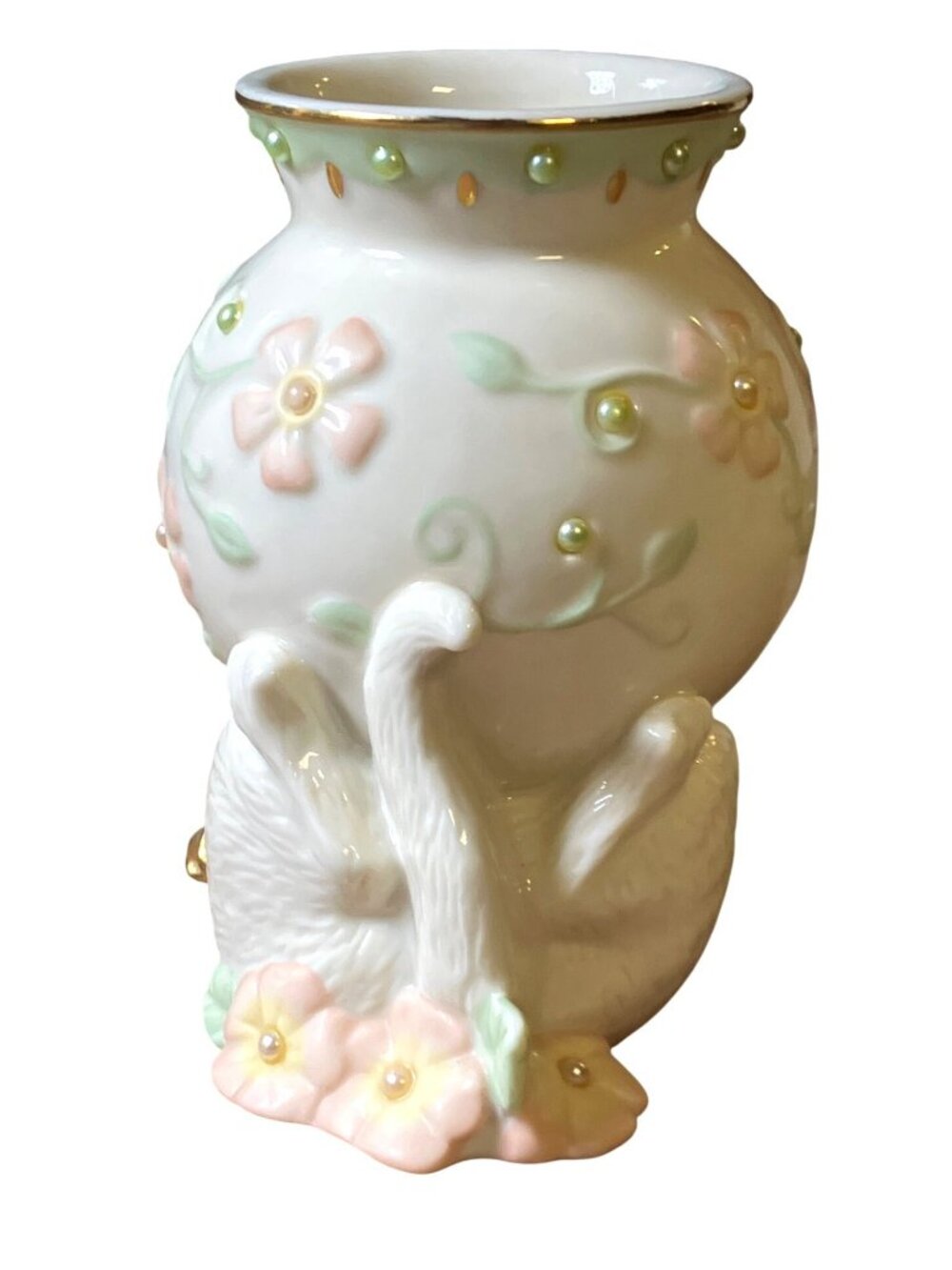 Lenox Petals & Pearls Cat Bud Vase With Floral and Gold Colored Accents - Picture 9 of 16